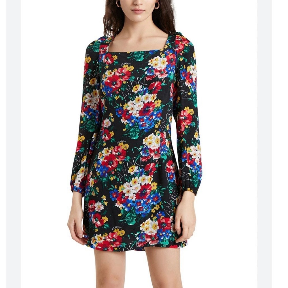NWT Desigual Colorful Floral Long Sleeve Sheath Dress UK Medium US SMALL